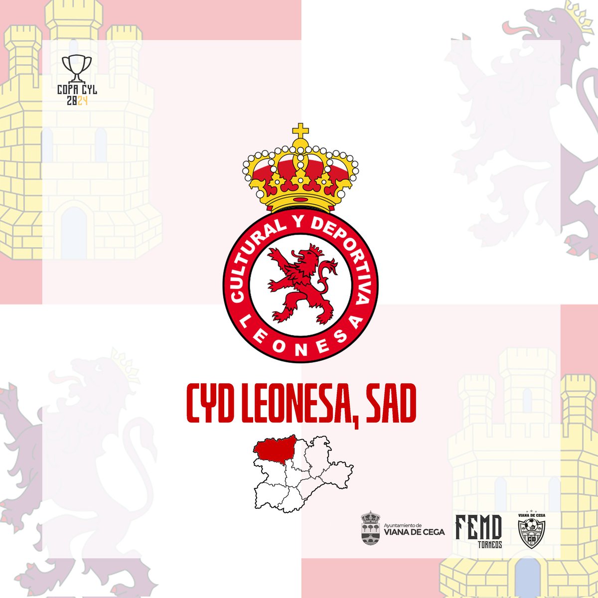 🏆🔴⚪️ ¡<a href="/CyDLeonesa/">Cultural y Deportiva Leonesa</a> confirmado para participar en la COPA CYL 2024 de Viana de Cega!

#León estará representada en esta Copa, entre otros, por una de las referencias de nuestra Comunidad Autónoma. Nivel muy 🔝.

¡Nos vemos el 18 y 19 de mayo!

#VuelveLaCopa #CopaCyL #Cultu
