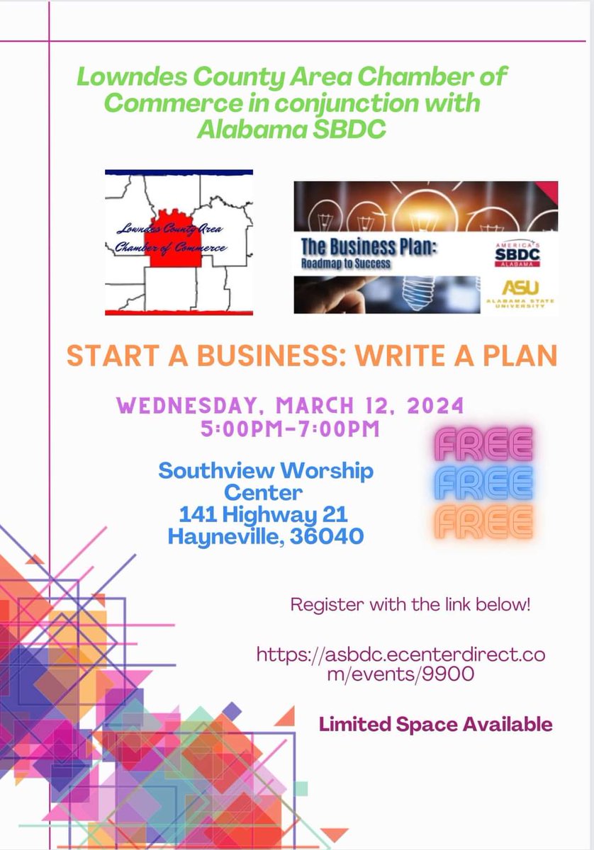 GumpMag's tweet image. 📢📢📢FYI FREE BUSINESS WORKSHOP IN LOWNDES COUNTY ‼️Wednesday March 12th 5-7PM at Southview Worship Center. #webeeverywhere #smallbusiness #45Strong #sbdc