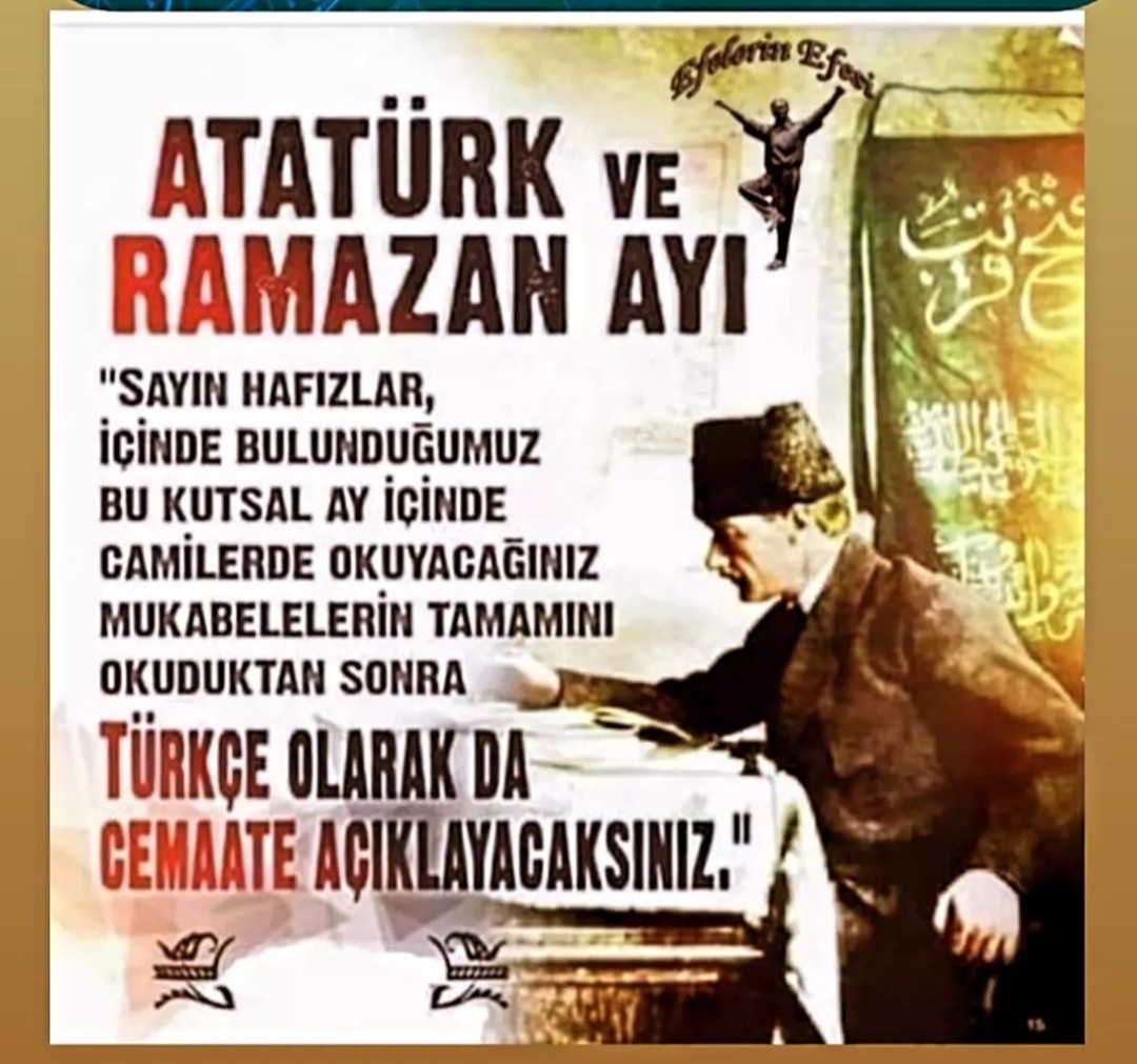 ParisZeynep's tweet photo. Canım Atam! 🇹🇷🙏❤️ Herşeyi ama herşeyi düşünüp de, söylemiş! Uygulanmış mı?
Ezan ve Kur'anı neden Arapça? #Hainlik böyle başladı ve devam etti..
Eğer halk dinini #Türkçe yaşasaydı bugün yaşadığımız bu #Din ve #DinAdamı rezilliğinin hiç birini yaşamazdık.. https://t.co/Cys5sZ8Fdk