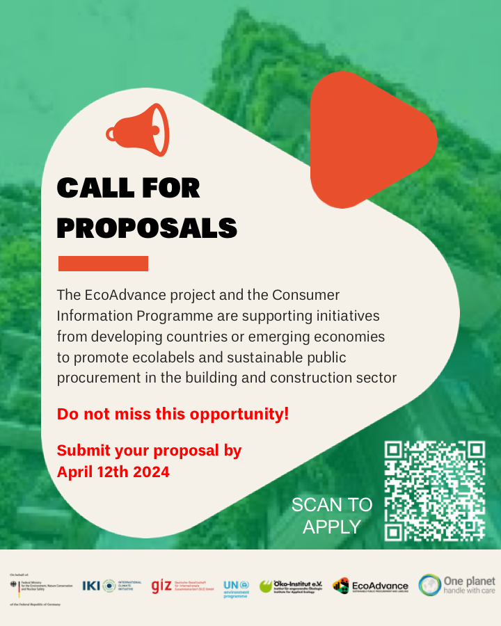 #CallForProposals Promoting #Ecolabels and #SustainablePublicProcurement in the #Building and #Construction Sector All countries in #LatinAmerica and #Caribbean are eligible (except CRI, BRA, COL, MEX and ECU) Details👉cutt.ly/pw0pfBVq