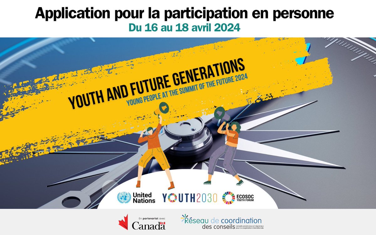 📣Appel aux #jeunes leaders âgé-e-s de 18 à 25 ans! Le Forum des jeunes 2024 de l'ECOSOC, prévu du 16 au 18 avril 2024 au siège de l'ONU à New York, invite les jeunes à discuter de solutions pour l'agenda 2030 et les #ODD En savoir + 👉icn-rcc.ca/fr/rcc-ecosoc-… #Youth2030