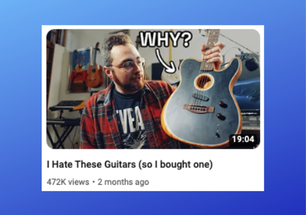 This title is awesome. Why would you buy something you hate? If you're making a review video of a product that doesn't get much search traffic, this framework could be something fun to try.