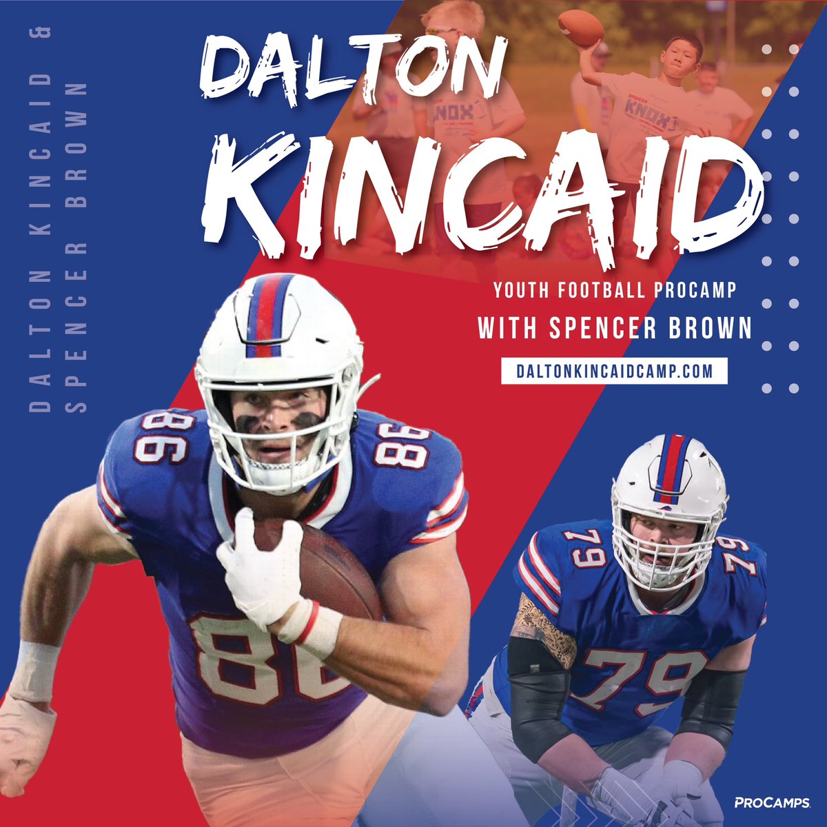 Ready to go ProCamp-ing with Buffalo’s dynamic Duo!? 🔥 🏈 Right here, right now! Registration for the Dalton Kincaid Youth Football ProCamp with Spencer Brown is OPEN. Spots are expected to fill quickly.   You won’t want to miss this one! Visit DaltonKincaidCamp.com to sign