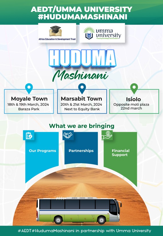 Unlocking opportunities in Moyale, Isiolo, and Marsabit towns! Umma University, in partnership with @AEDT_Interact, is excited to bring our programs, collaborative initiatives, and financial support directly to your door step. Join us as we empower and uplift local residents!