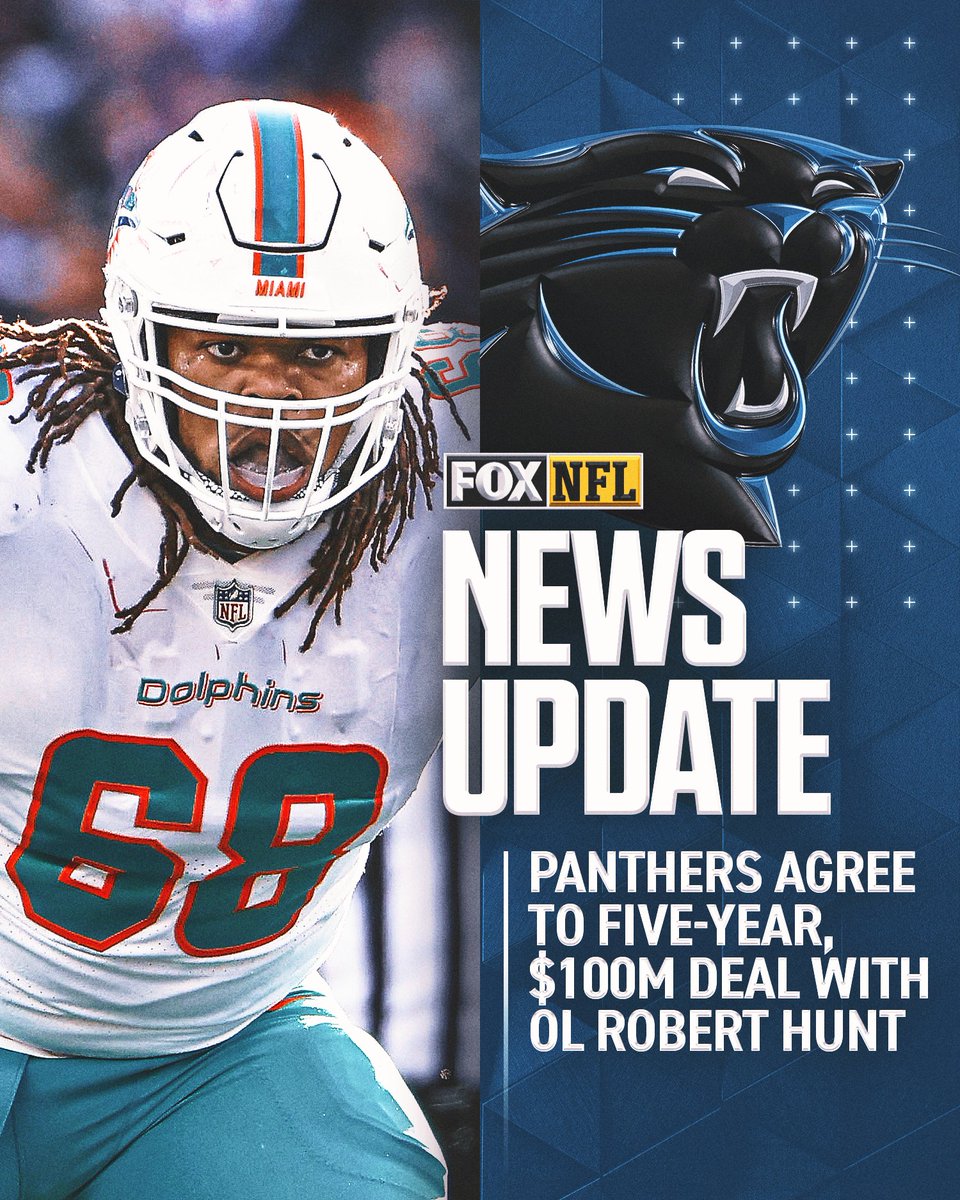 NFLonFOX's tweet photo. Former Dolphins' G Robert Hunt is signing with the Panthers https://t.co/8OVjUe2E4g