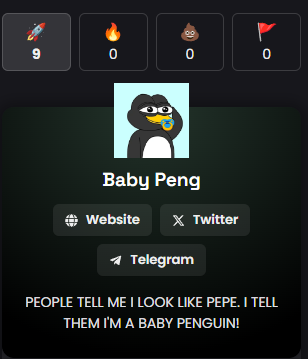 Our Dexscreener is updated! Just the start. Once you get born you can't walk on your own. Slowly building up the full life! $BPENG #BPENG #PENG