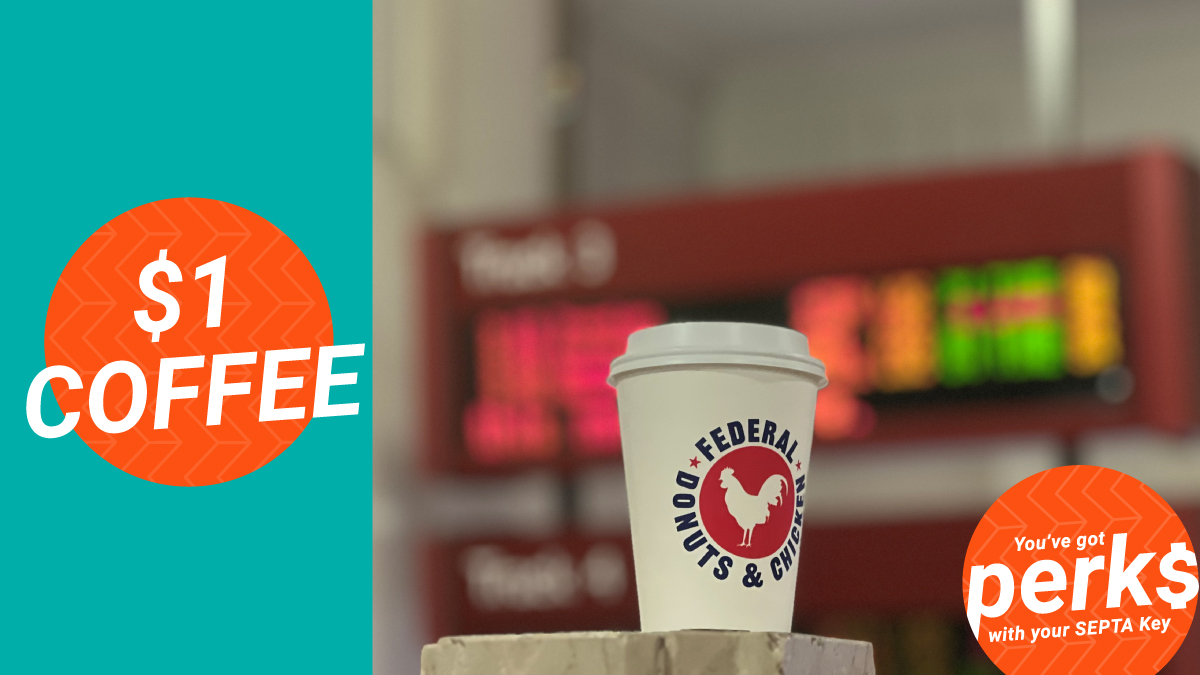 Flash your SEPTA Key card at Federal Donuts 🐔 TODAY for a 12oz. coffee ☕ for JUST $1 (+ appl. tax): iseptaphilly.com/perk/567! #ISEPTAPHILLY #waytogo #Perks #TransitTuesday