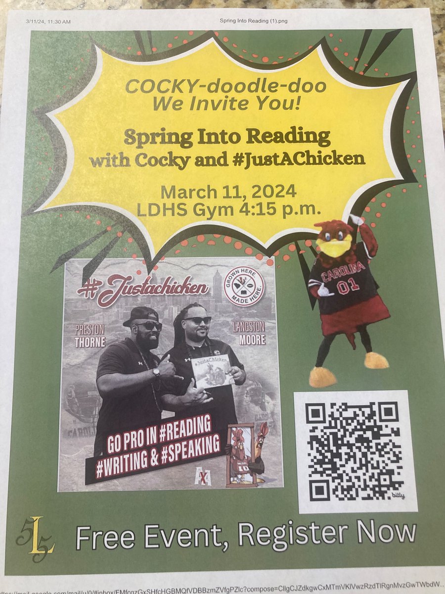 reMovethechains's tweet photo. Two a days…
Everyday is #PRODAY
#justachicken authors visit the upstate…
#OURSTATEment… go pro in 📚📝🗣️ https://t.co/kwihGoWaUn