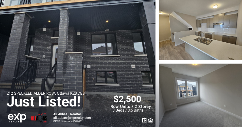 🚨𝐇𝐎𝐌𝐄 𝐅𝐎𝐑 𝐑𝐄𝐍𝐓
🏠𝟐𝟏𝟐 𝐒𝐏𝐄𝐂𝐊𝐋𝐄𝐃 𝐀𝐋𝐃𝐄𝐑 𝐑𝐎𝐖, 𝐎𝐭𝐭𝐚𝐰𝐚 𝐊𝟐𝐉 𝟕𝐆𝟖
🔥𝐎𝐧𝐥𝐲 $𝟐,𝟓𝟎𝟎
𝟑 𝐁𝐞𝐝𝐬
𝟑.𝟓 𝐁𝐚𝐭𝐡𝐬
𝐁𝐚𝐫𝐫𝐡𝐚𝐯𝐞𝐧
𝐌𝐋# 𝟏𝟑𝟖𝟎𝟗𝟕𝟗
Near to schools, parks, shopping, &amp; community centers. 
#exprealty
#ottawarealestate