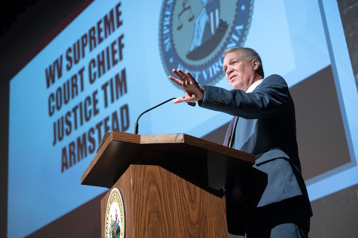 WVcourts's tweet photo. Chief Justice Tim Armstead along with Justices Beth Walker and John Hutchison spoke about civics education during an event at the Culture Center, March 11, 2024. The program, “Civics Education – Now More Than Ever” was organized by the West Virginia Civics. https://t.co/ce0SPQE6uo