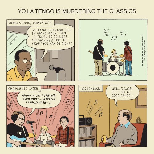 still can't believe this is real: @TheRealYLT will be on the frow show tomorrow, 3/12, 9pm-12am ET, playing your requests to support @WFMU! for $100, yo la tengo will play *any* song by *anybody*, as long as they (maybe) remember (some of) it. pledge: pledge.wfmu.org/donate/JJ