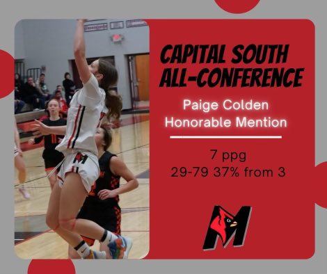 Congratulations to freshman <a href="/PaigeColden/">Paige Colden</a> on earning Capital South All Conference Honorable Mention‼️