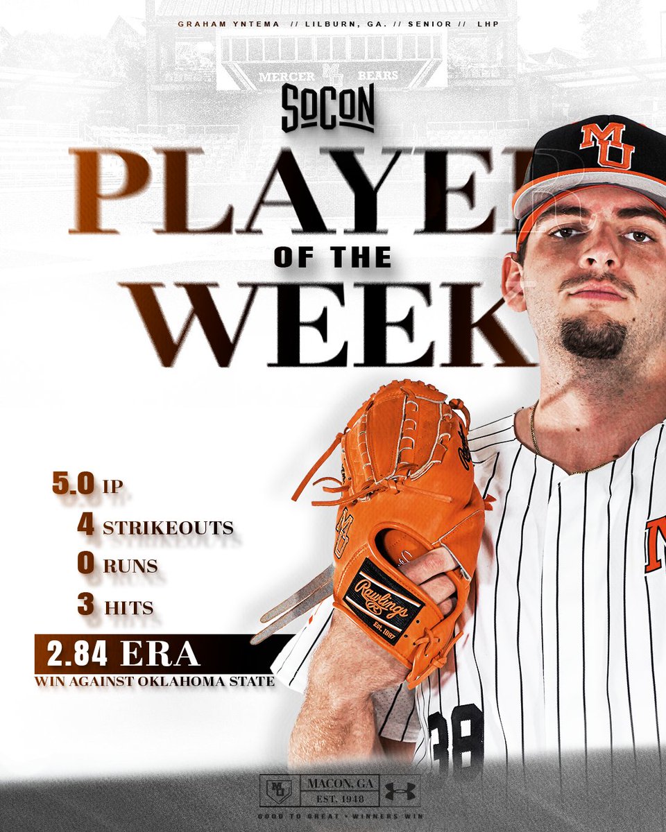 Mercer Baseball (@mercerbaseball) on Twitter photo โจ๐๐จ๐๐จ๐ง ๐๐ข๐ญ๐๐ก๐๐ซ ๐๐ ๐๐ก๐ ๐๐๐๐คโจ
<a href="/grahamyntema/">Graham Yntema</a> picked up a W against Oklahoma State this weekend ๐
#GoodToGreat | #WinnersWin โจ๐๐จ๐๐จ๐ง ๐๐ข๐ญ๐๐ก๐๐ซ ๐๐ ๐๐ก๐ ๐๐๐๐คโจ
<a href="/grahamyntema/">Graham Yntema</a> picked up a W against Oklahoma State this weekend ๐
#GoodToGreat | #WinnersWin