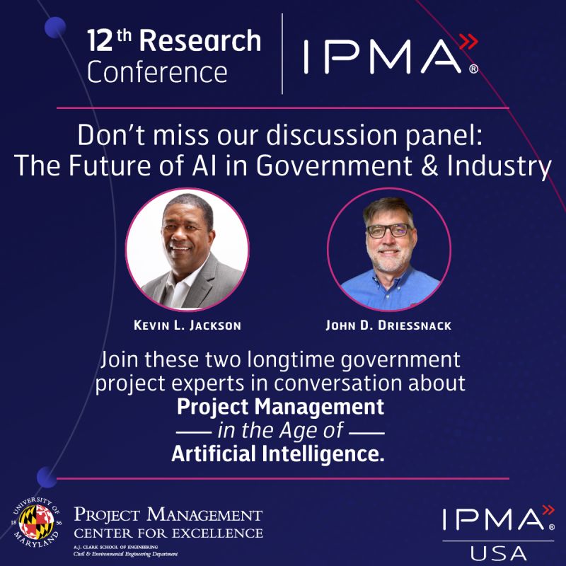 Register for Project Management in the Age of Artificial Intelligence, April 19th - 21st, 2024, in College Park, Maryland.  I look forward to seeing you on Sunday, April 21, 1:30-2:30 for a deep dive into #AI's power, promise, and perils. ipma-research-conference.world