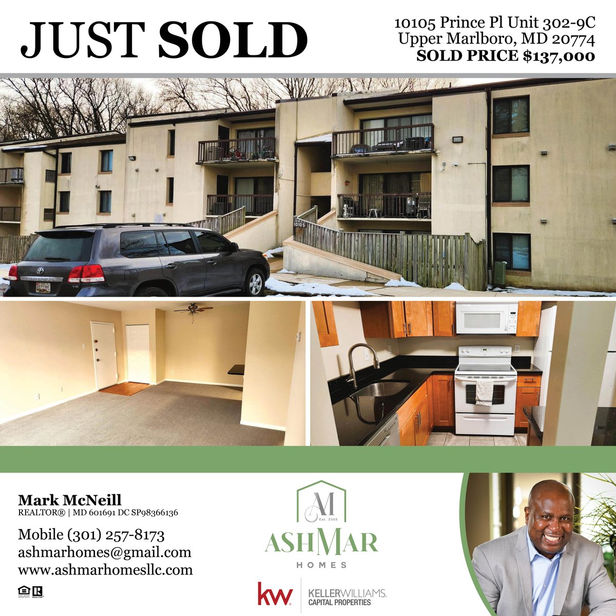 MarkMc65's tweet photo. Just Sold! 10105 Prince Pl Unit 302-9C in Upper Marlboro. $137,000

If you’re thinking about selling, now is a great time to list your home. Contact Mark at (301) 257-8173 if you have questions or if we can help you with any real estate needs. https://t.co/FZ5kTIBIxO