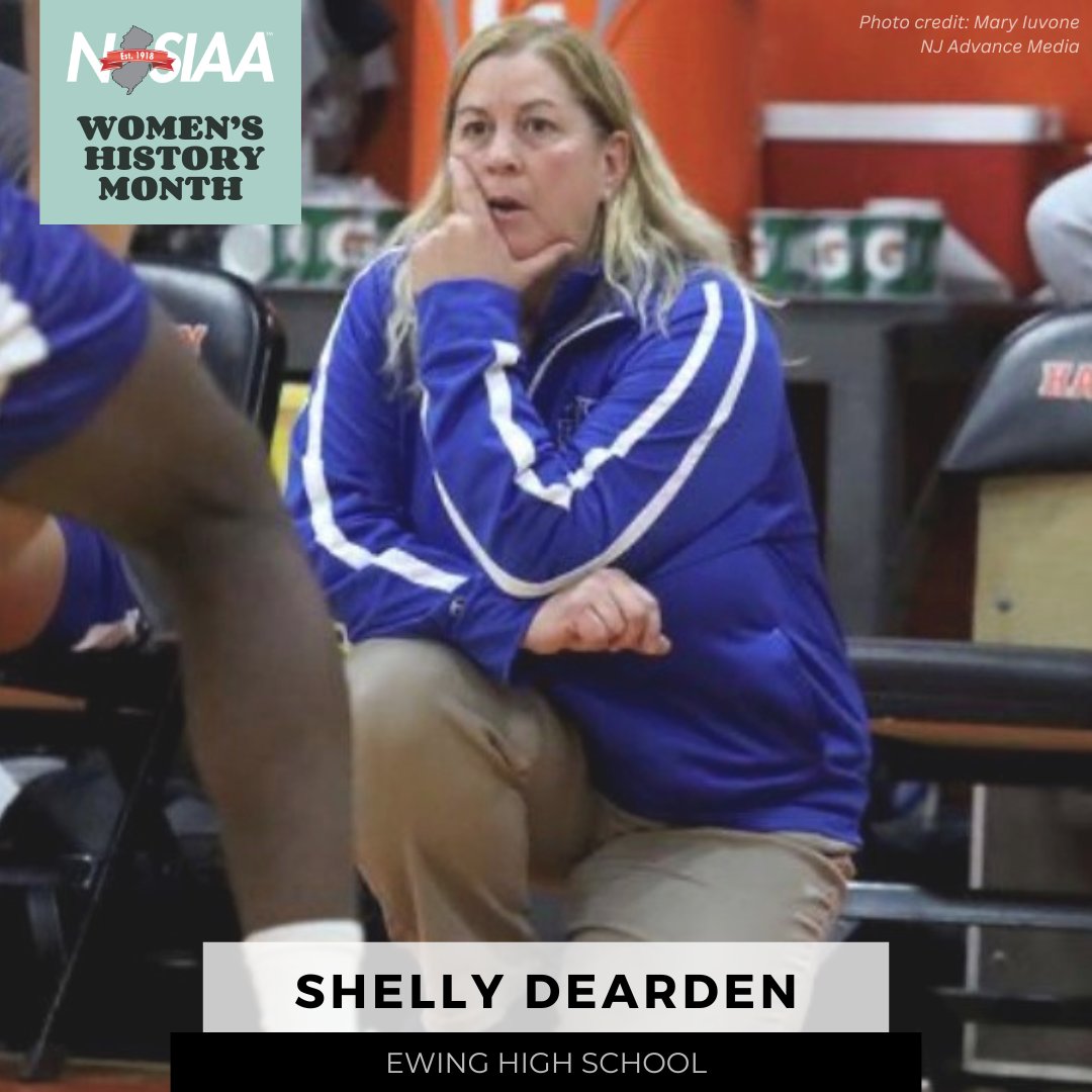 NJSIAA's tweet photo. To celebrate #WomensHistoryMonth, NJSIAA is honoring the trailblazing women in NJ athletics. Click here to read about Ewing High School's Shelly Dearden-believed to be the first coach in state history to win NJSIAA state championships in three sports. https://t.co/udqDle2h32 https://t.co/XM3onD4F7U