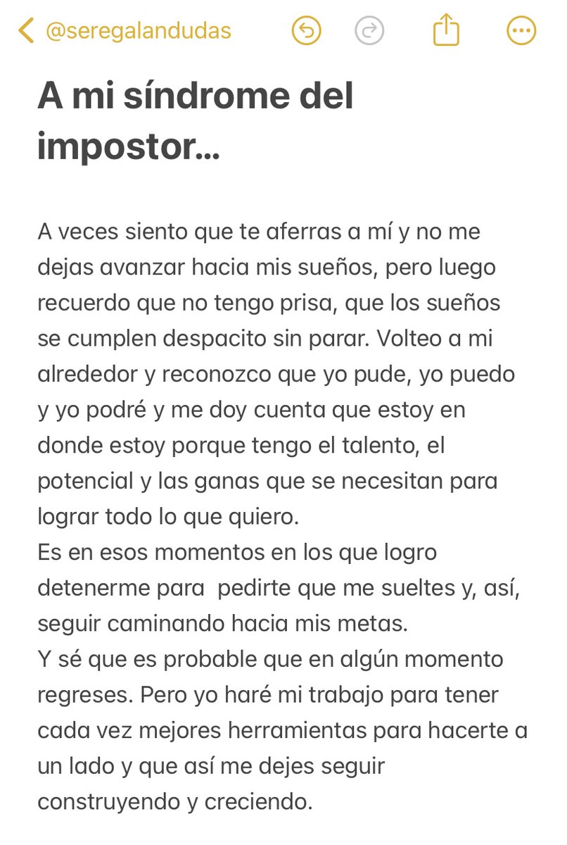 Una carta a nuestro síndrome del impostor: