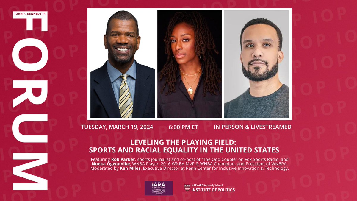 Dive into the intersection of sports & racial justice on 3/19 in the Forum! ⚖️🏀 Hear from WNBA champion @nnekaogwumike, sports journalist @RobParkerFS1, & @PCIIT_Penn ED Ken Miles on how players & journalists are advancing racial equity in the U.S. RSVP: ken.sc/forum-0319