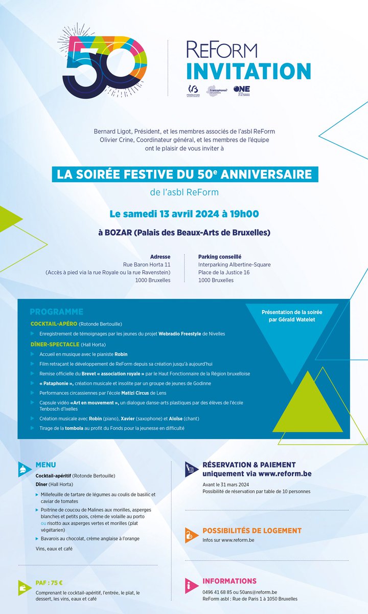 BernardLigot's tweet photo. 🎉🥳🎹 Célébrez avec nous un demi-siècle de passions, d’engagements et de souvenirs.
Les réservations sont ouvertes; réservez vite votre place et rejoignez-nous pour une soirée inoubliable !
Réservations : https://t.co/BU0c4GfSal https://t.co/Q1GAeNBXh1