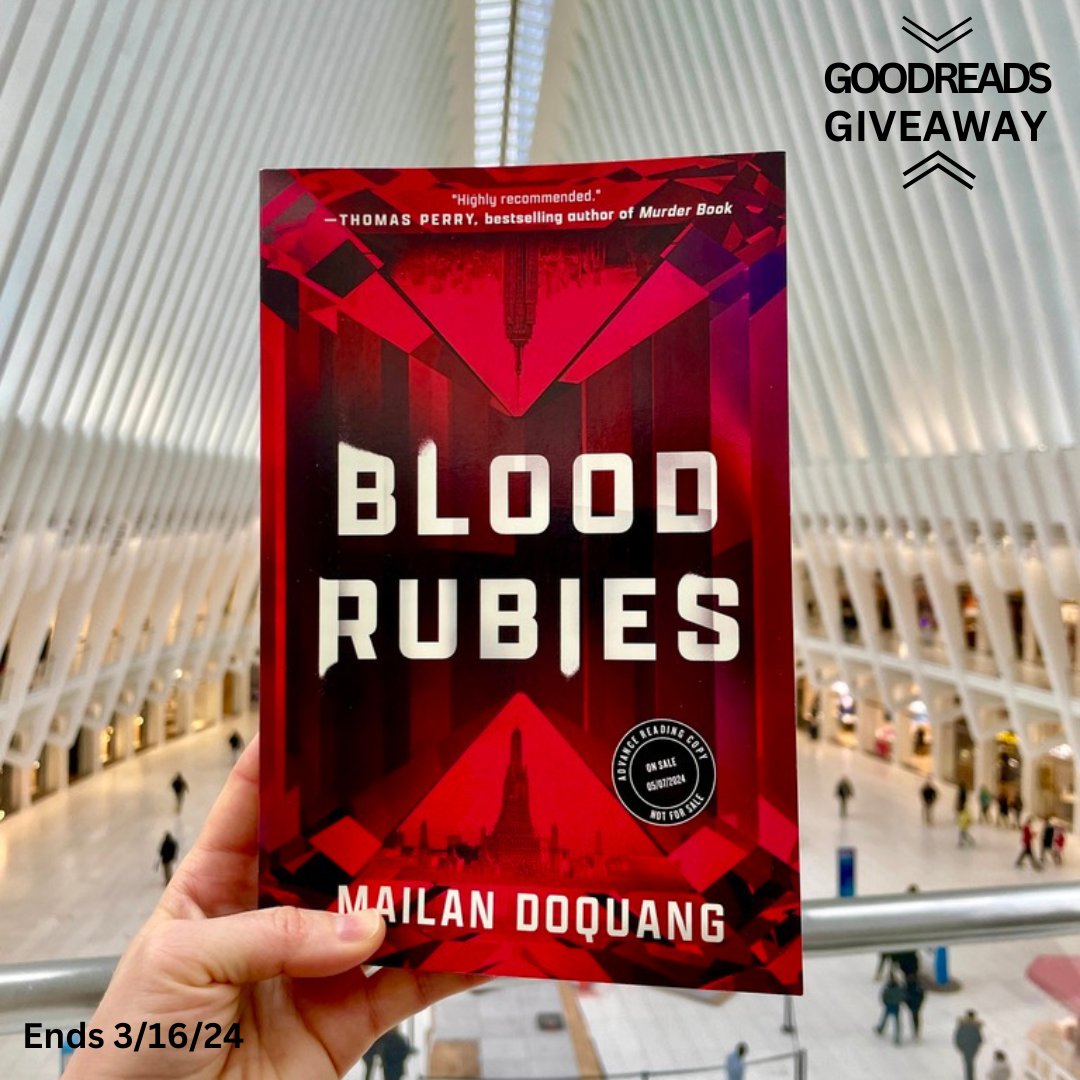 This is the last week to enter the Goodreads giveaway for a chance to win an early copy of my debut thriller BLOOD RUBIES, a book Lisa Unger calls 'smart, edgy, and rocket-paced'!💎
goodreads.com/giveaway/show/…

#itwdebut #thrillerbooks #WritingCommmunity