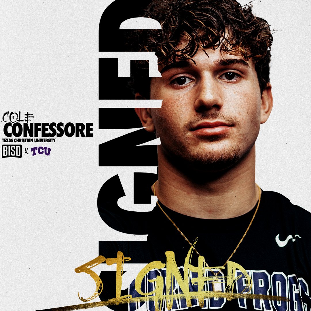 Congratulations to Cole Confessore for committing to play football for Texas Christian University. 👏 @chsspartanfb |  #BISDstandout #BISDsigningday