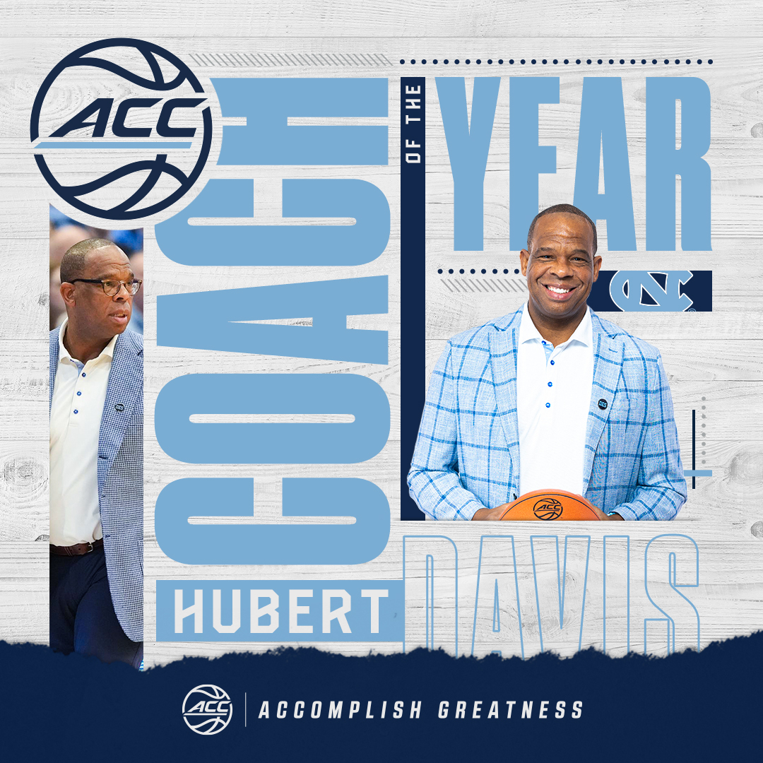 𝗔𝗖𝗖 𝗠𝗘𝗡'𝗦 𝗕𝗔𝗦𝗞𝗘𝗧𝗕𝗔𝗟𝗟 𝗖𝗢𝗔𝗖𝗛 𝗢𝗙 𝗧𝗛𝗘 𝗬𝗘𝗔𝗥 🏀 Hubert Davis, @UNC_Basketball #AccomplishGreatness | theacc.co/2324allaccmbb