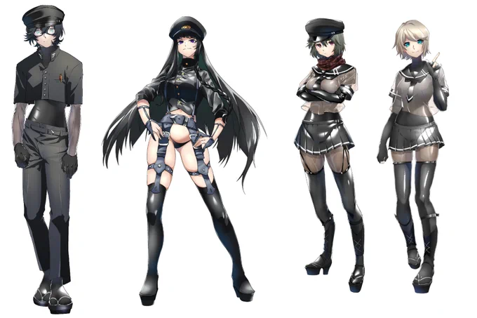 #オリキャラは性癖の見本市ボディスーツに服着せたり帽子被せたりハーネス付けたり学ラン着てる女性キャラ大体GiZAIYAの好みでデザイン発注してるのバレバレ 