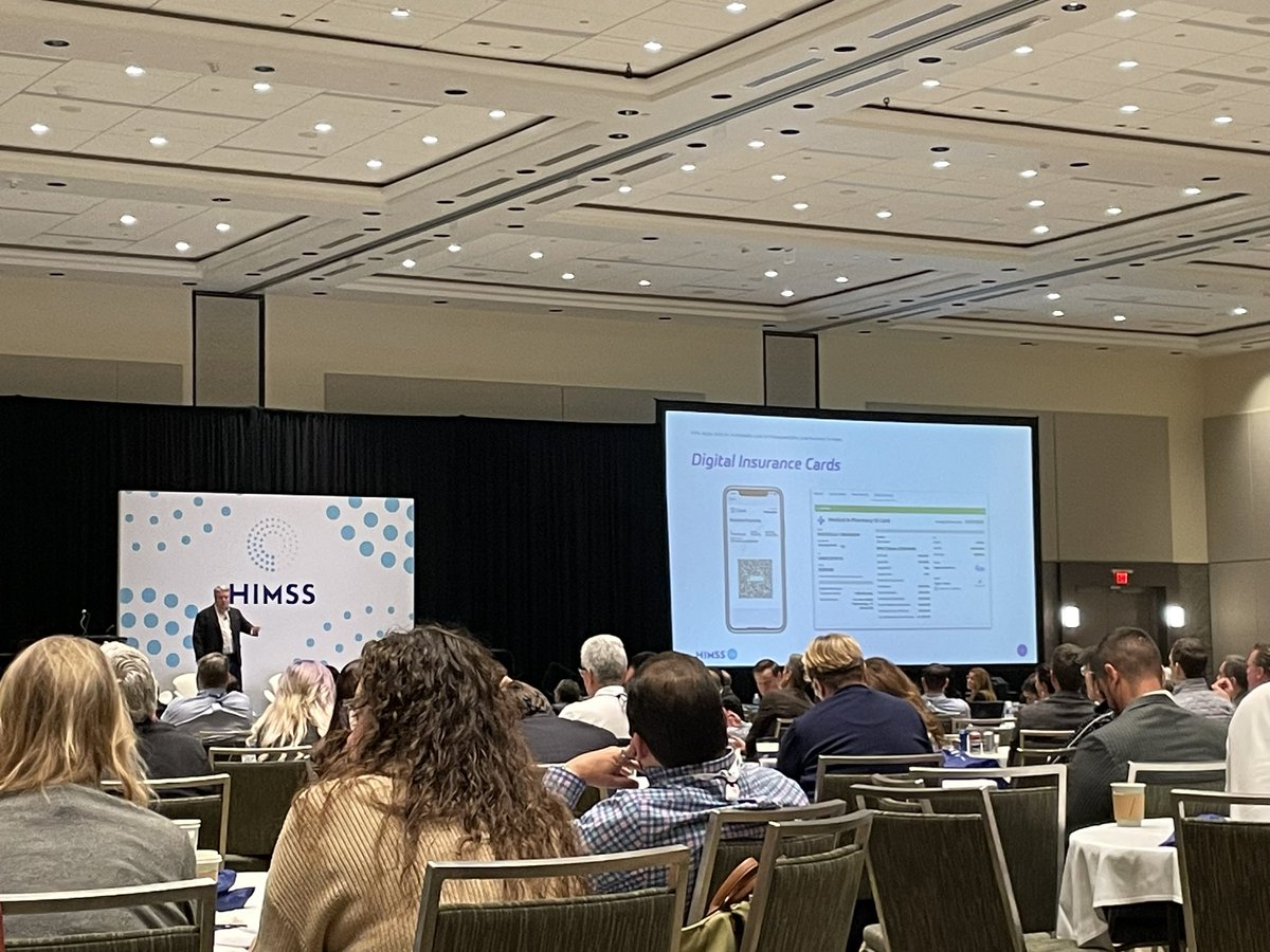 KAWickenhauser's tweet photo. 😂 and 🙌 from #Interoperability forum attendees when @rryanhowells describes how they’re trying to eliminate the infamous clipboard with the digital insurance card standard from the @carinalliance at #HIMSS24 https://t.co/AyJt5IlCQX