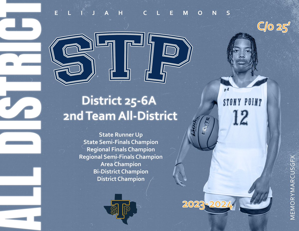 STPTigerHoops's tweet image. ▶️ @Elijah_Clemons7 selected to the 25-6A 2nd Team All-District 🏀 team for the 2023-2024 season. @RoundRockISD 

📈 Stock Riser ⬆️

🐅🏀: 🇨🇱 6A State Runner Up (Historic 38-2 season, best in school history) @statesman @MaxPreps @Tabchoops @txuilbasketball #memorymarcusgfx