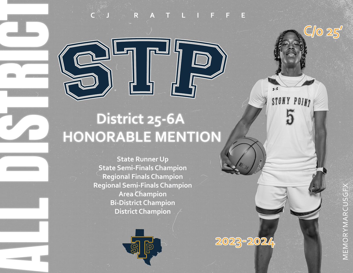 STPTigerHoops's tweet image. ▶️ CJ Rattliffe selected to the 25-6A Honorable Mentions 🏀 team for the 2023-2024 season. @RoundRockISD 

🐅🏀: 🇨🇱 6A State Runner Up (Historic 38-2 season, best in school history) @statesman @MaxPreps @Tabchoops @txuilbasketball #memorymarcusgfx