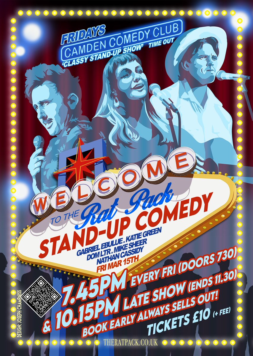 The Rat Pack Stand-up Comedy (@_theratpack) on Twitter photo FRIDAY <a href="/CamdenComedy/">Camden Comedy Club</a> <a href="/CamdenHead/">Camden Head</a>
3 ACE SHOWS
615 @KTspicey
dice.fm/event/l7xlr-ka…
745 The Rat Pack inc <a href="/domltr/">Dom</a> <a href="/mikesheer/">MIKE SHEER</a> <a href="/GabrielEbulue/">Gabriel Ebulue</a> <a href="/nathancassidy/">Nathan Cassidy</a>
TICKETS £10 + fee
dice.fm/event/qqera-th…
1015 The Rat Pack Late Show
Ends 1130
TICKETS £10
dice.fm/event/2qa26-th… FRIDAY <a href="/CamdenComedy/">Camden Comedy Club</a> <a href="/CamdenHead/">Camden Head</a>
3 ACE SHOWS
615 @KTspicey
dice.fm/event/l7xlr-ka…
745 The Rat Pack inc <a href="/domltr/">Dom</a> <a href="/mikesheer/">MIKE SHEER</a> <a href="/GabrielEbulue/">Gabriel Ebulue</a> <a href="/nathancassidy/">Nathan Cassidy</a>
TICKETS £10 + fee
dice.fm/event/qqera-th…
1015 The Rat Pack Late Show
Ends 1130
TICKETS £10
dice.fm/event/2qa26-th…