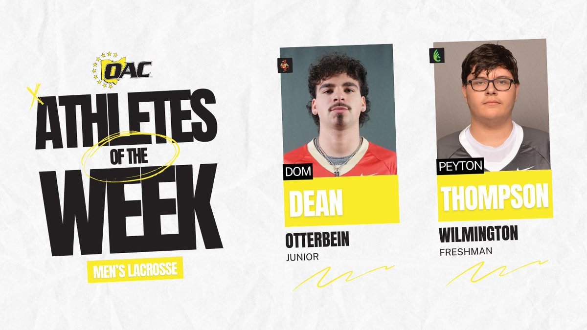 Athletes of the Week | Men's Lacrosse

Dom Dean, <a href="/Ott_Athletics/">Otterbein Athletics</a>
Peyton Thompson, <a href="/dubcquakers/">Wilmington Athletics</a>

#OAC #OACLacrosse🥍