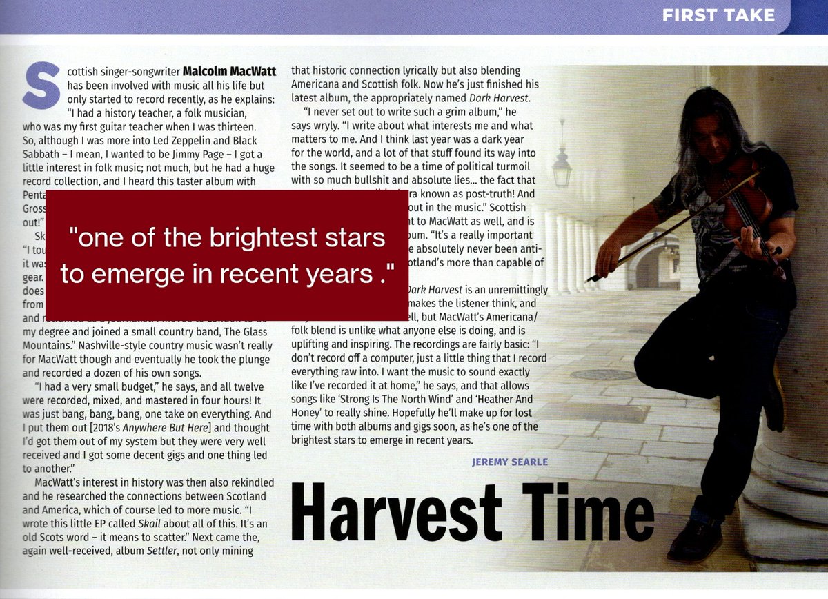 MalcolmMacWatt's tweet photo. Many thanks @JeremySear31320 for interviewing me in the latest edition @RocknReelR2 and to #DaveHaslam for his 4 star review of 'Dark Harvest'
#folkmusic #americana #singersongwriter #rootsmusic #folk #music #review #newalbum #newmusic #folksinger #original #NewRelease https://t.co/tl5tYlqc8l