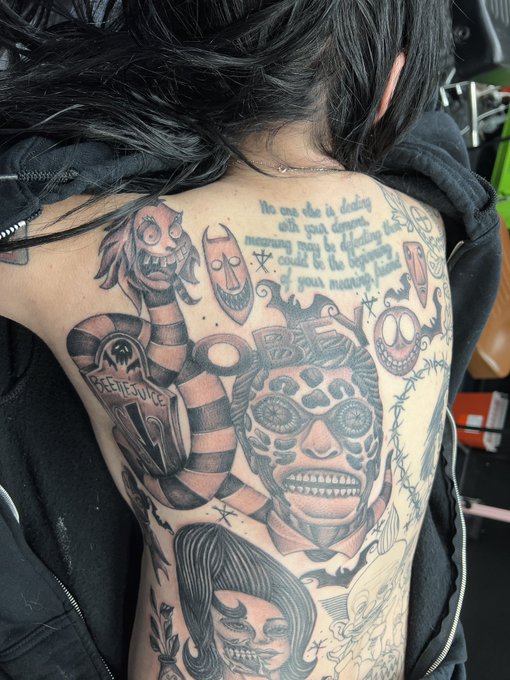 My kink is being told I sat perfectly during my tattoo🖤 1/2 done. 1/2 to go. 🕸️ https://t.co/nO2JaZm<a href="/tag/newprofilepic"class="tags"><span>#newprofilepic</span></a>