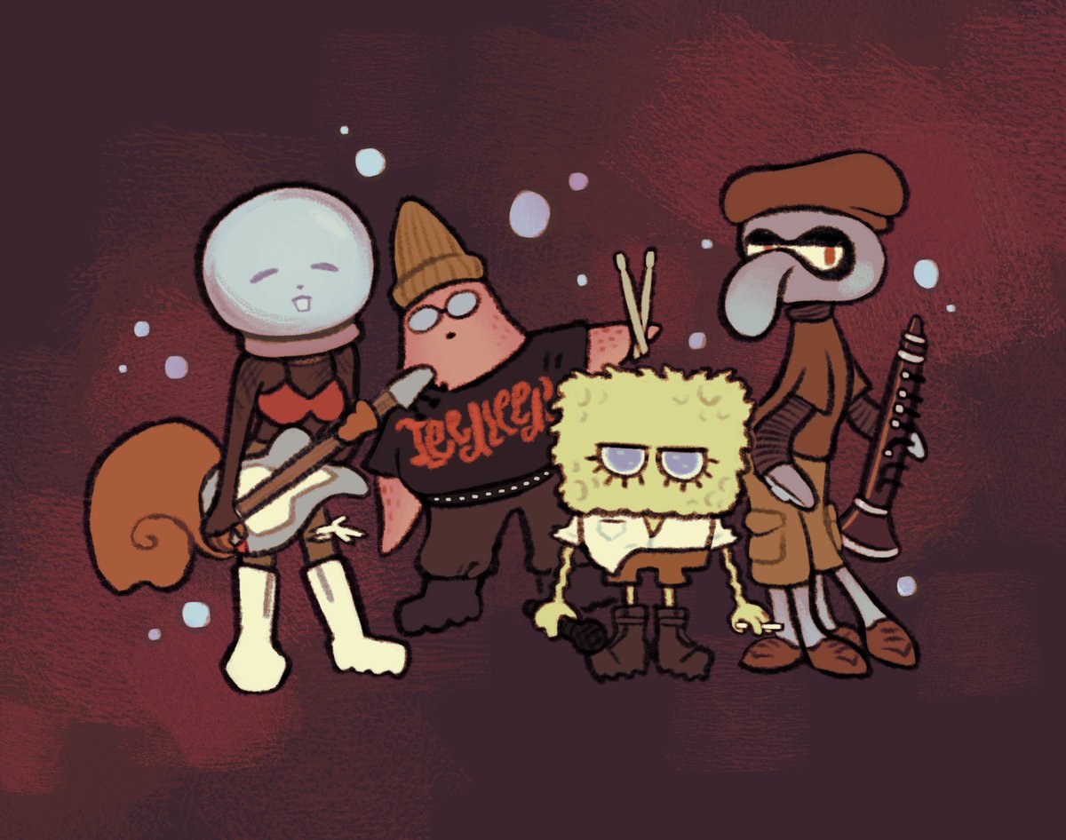 「the Sponge squad if they were a band fro」|🌜Sam Pointon (Comms Open!)のイラスト