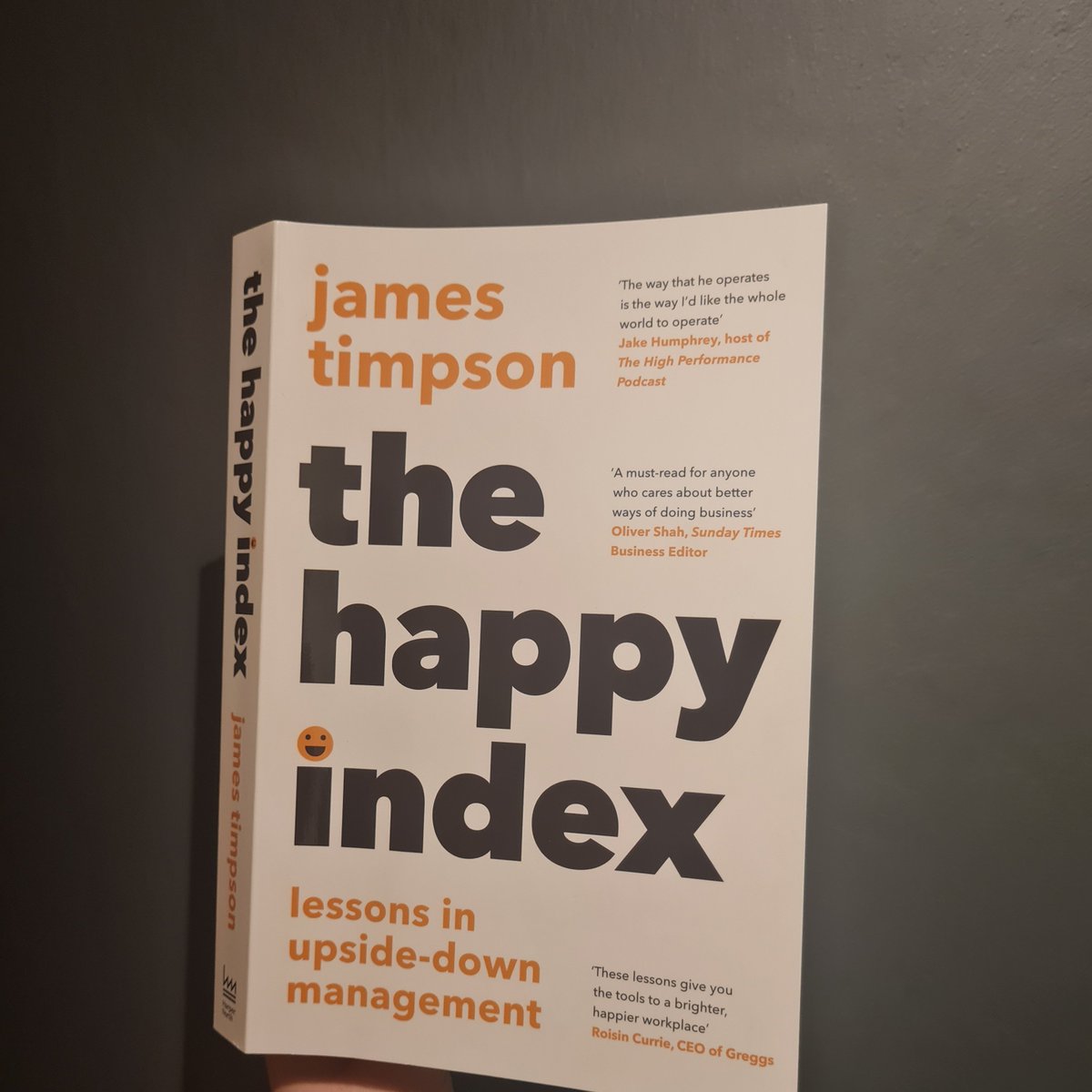 smcb123's tweet photo. Finally got my hands on @JamesTCobbler book "The Happy index" today! 
People-focused management makes sense - having trust, respect and leading with kindness will allow teams to thrive and strive for more. People matter. 
#LeadershipMatters https://t.co/kT1OYZgId7