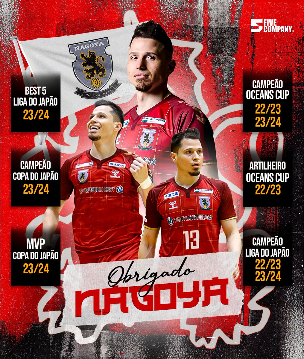 <a href="/Darlanfutsal/">Darlan Lopes</a> ganhou TUDO com a camisa do Nagoya! 🇯🇵

✔️ 2x Campeão Oceans Cup
✔️ 2x Campeão Liga do Japão
✔️ Artilheiro Oceans Cup
✔️ Campeão da Copa do Japão
✔️ MVP Copa do Japão
✔️ Best 5 Liga do Japão
#fivecompany #familiafivecompany #futsal