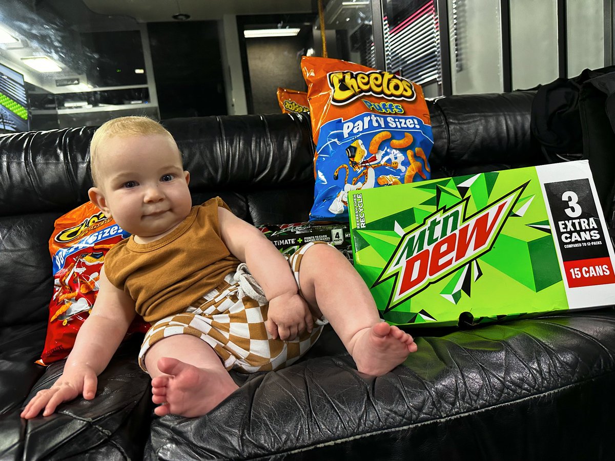 Lil’ man got his hands on all the good snacks at the track this weekend!