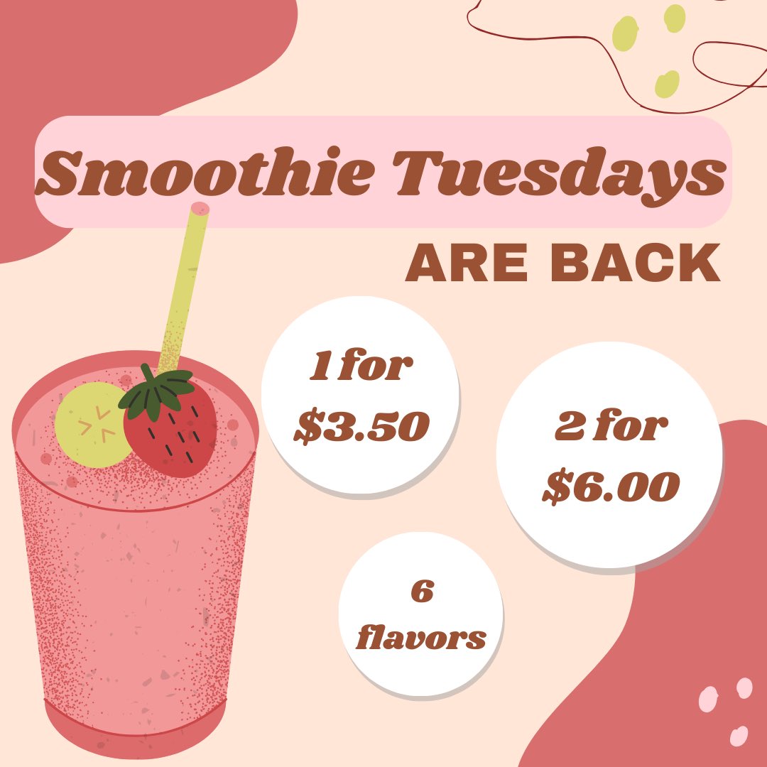 Pirates! Sail on by The Galley on Tuesday to get yourself a delicious smoothie, or bring a friend and get 2 for $6!