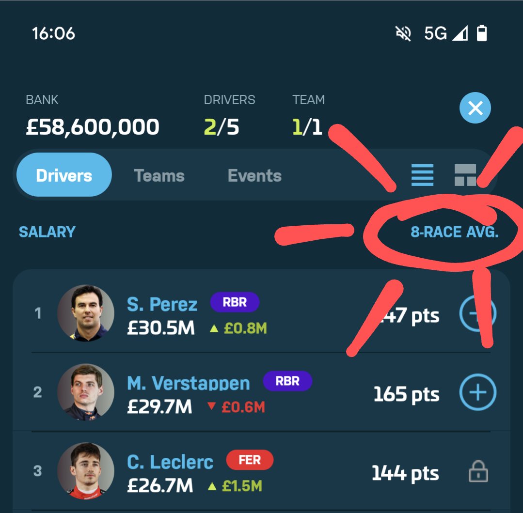 TW_Mack's tweet photo. @GridRival  anyone else experiencing the filter functionality disappearing in android? It works under "Events" but broken or disabled for drivers/teams?

I don't want to see the 8 race average - not interested in last years results!

Any help much appreciated 🤗 https://t.co/ynVoIWQVEc