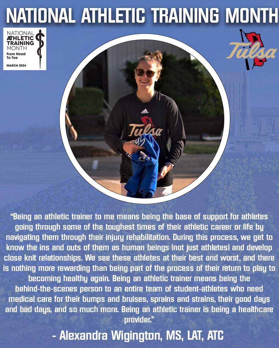 We are so blessed to have Alexandra Wigington at the University of Tulsa and are thankful for everything she does for our team! Happy National Athletic Training Month! #ReignCane 🌀⚽️