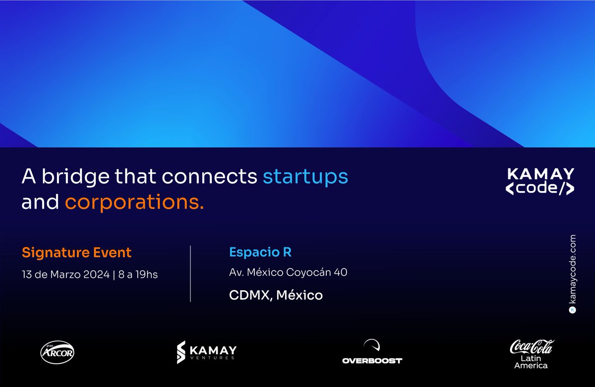 See you tomorrow at #KamayCodeCDMX! We look forward to a unique experience that connects the innovation ecosystem 📢🚀

Registration link: bit.ly/3R3sZ5A <a href="/KamayVc/">Kamay Ventures</a>

#Industry40 #Sustainability #SupplyChain #KamayCodeCDMX #KamayCode #Innovation #StartupsMX