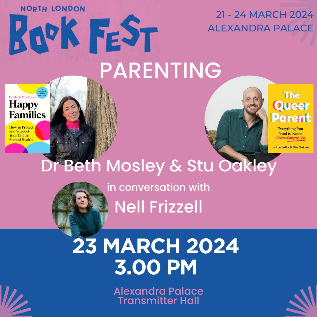 Calling all parents! Join @drbethmosley and @MrStuOakley in conversation with @NellFrizzell at @Yourallypally on 23 March! 🎟️Tickets: bit.ly/nlbookfest