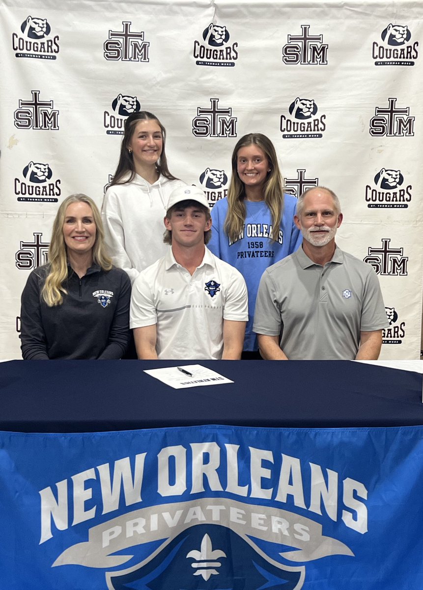 STMathleticsnow's tweet photo. Congratulations to Jude Bourque (seated in middle) who signed today with the University of New Orleans golf program. https://t.co/e6MdSXiV1k