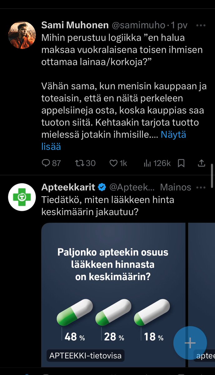 joonaskoskinen's tweet photo. @samimuho Apteekitkin vetää näemmä välistä 18% 😭 https://t.co/Or1k4V8V5D