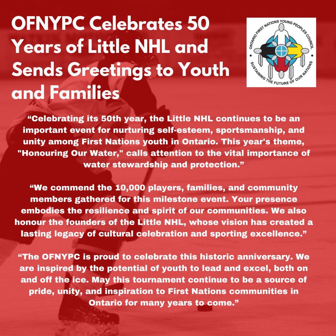 Celebrating its 50th year, the Little NHL continues to be an important event for nurturing self-esteem, sportsmanship, and unity among First Nations youth in Ontario. This year's theme, "Honouring Our Water," calls attention to the vital importance of water stewardship and