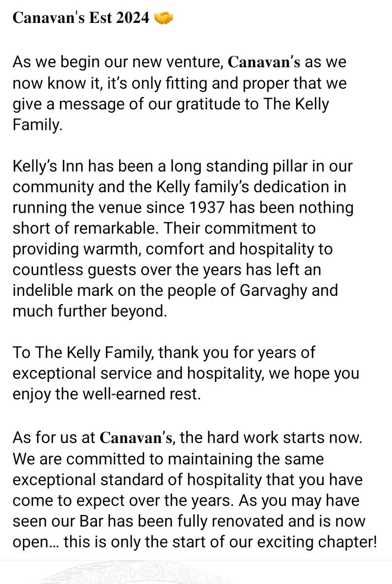 Big news in Tyrone hospitality circles. After 87 years, the Kelly's Inn name is no more. Peter Canavan has taken over the running of the well-known Garvaghey roadside venue.