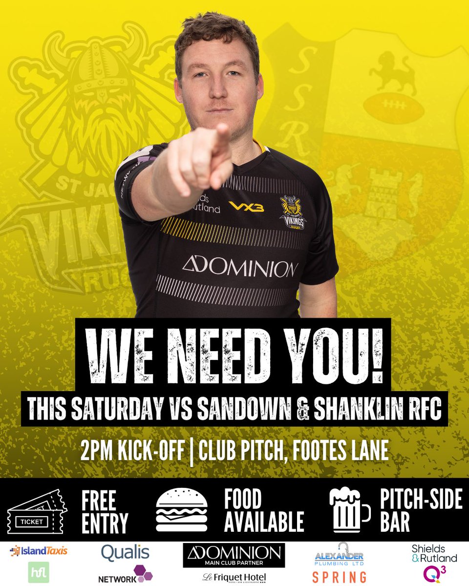 StJacquesRFC's tweet photo. 𝐓𝐇𝐄 𝐁𝐈𝐆 𝐎𝐍𝐄

The biggest game of the season, and potentially in our whole club’s history, is this weekend! 

1st placed Sandown visit Footes Lane - securing a victory is essential if we are to have a chance of winning the league title 🔥

⚫️🟡 #𝙏𝙃𝙀𝙑𝙄𝙆𝙄𝙉𝙂𝙎𝙒𝘼𝙔 https://t.co/AKEG9ZiMpn