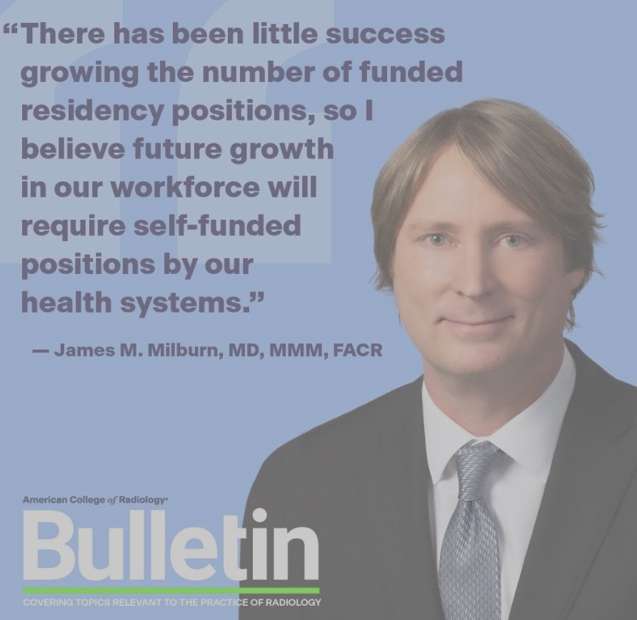 A shortage of radiologists has been an issue for some time, and that doesn’t seem to be changing. In this month's #Econ column, guest writer @docroc99 talks about the issue with the #ACRBulletin. Read the whole story at bit.ly/WorkforceACR. @MelissaChenMD @KurtSchoppe