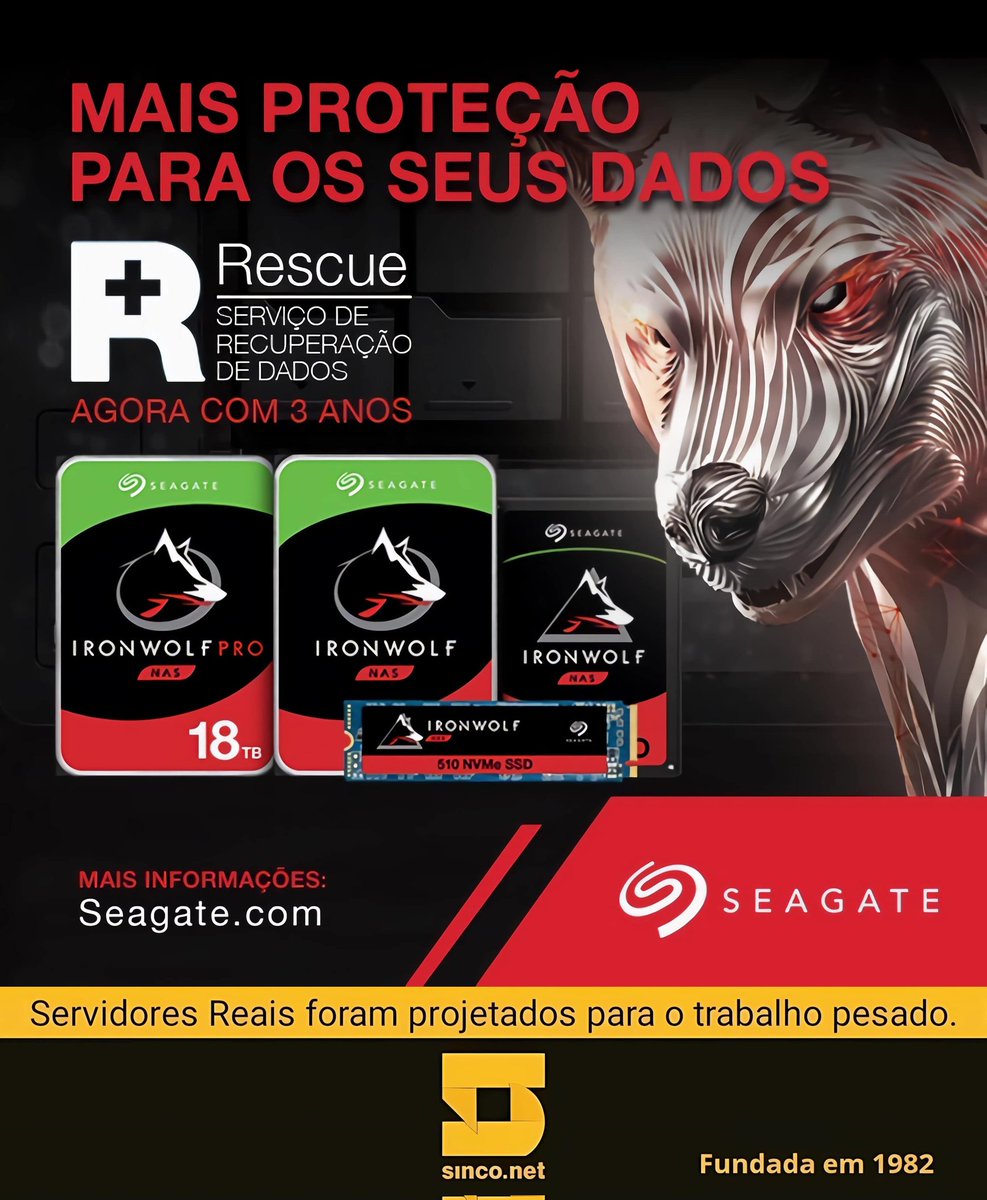 Sinco_Brasil's tweet photo. Operar um #servidor com HDs #desktop pode comprometer severamente seus dados!

HDs #Seagate #IronWolf &amp; #IronWolfPRO foram criados especialmente para essa função!

Converse com quem está #Desde1982 construindo #Servidores #Storage no Brasil!
https://t.co/Y6kl3ZMOwm https://t.co/0OGie0dO0Q